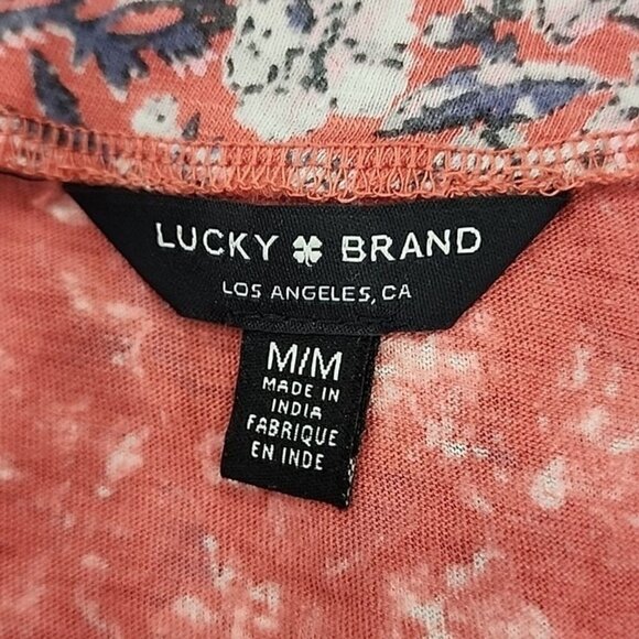 Lucky Brand Ruffle top boho 3/4 sleeve cotton and modal floral Medium - Picture 3 of 9